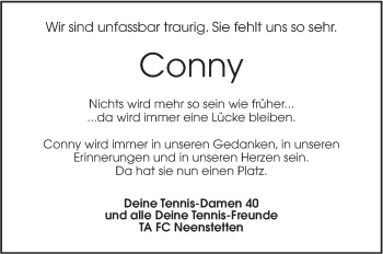 Traueranzeige von Conny  von Südwest Presse