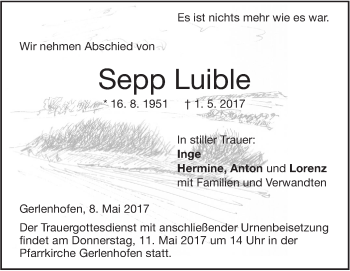 Traueranzeige von Sepp Luible von Südwest Presse