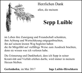 Traueranzeige von Sepp Luible von Südwest Presse