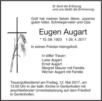 Traueranzeige von Eugen Augart von Südwest Presse