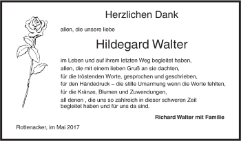 Traueranzeige von Hildegard Walter von Ehinger Tagblatt