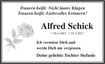 Traueranzeige von Alfred Schick von Ehinger Tagblatt