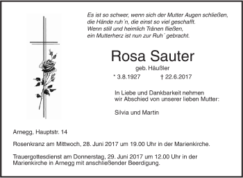 Traueranzeige von Rosa Sauter von Südwest Presse