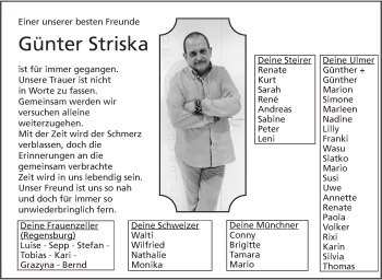 Traueranzeige von Günter Striska von Südwest Presse