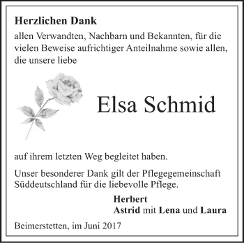 Traueranzeige von Elsa Schmid von Südwest Presse