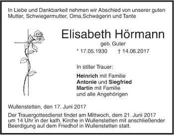 Traueranzeige von Elisabeth Hörmann von Südwest Presse