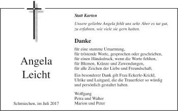 Traueranzeige von Angela Leicht von Südwest Presse