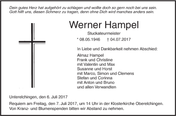 Traueranzeige von Werner Hampel von Südwest Presse