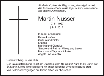 Traueranzeige von Martin Nusser von Südwest Presse