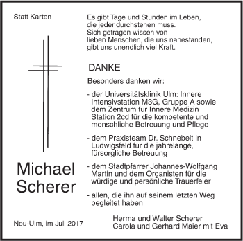 Traueranzeige von Michael Scherer von Südwest Presse