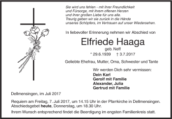 Traueranzeige von Elfriede Haaga von Südwest Presse