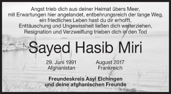 Traueranzeige von Sayed Hasib Miri von Südwest Presse