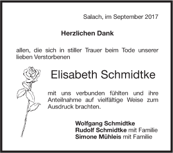 Traueranzeige von Elisabeth Schmidtke von Neue Württembergische Zeitung