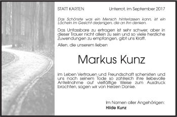 Traueranzeige von Markus Kunz von Rundschau