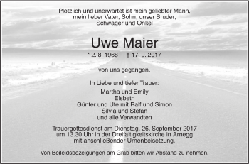 Traueranzeige von Uwe Maier von Südwest Presse