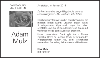 Traueranzeige von Adam Mulz von Geislinger Zeitung