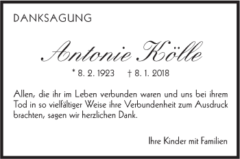 Traueranzeige von Antonie Kölle von Geislinger Zeitung