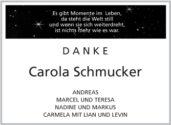 Traueranzeige von Carola Schmucker von Alb-Bote/Metzinger-Uracher Volksblatt