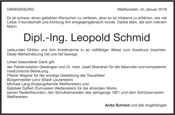 Traueranzeige von Leopold Schmid von NWZ Neue Württembergische Zeitung