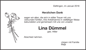 Traueranzeige von Lina Dümmel von Metzinger-Uracher Volksblatt