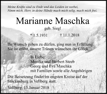 Traueranzeige von Marianne Maschka von Haller Tagblatt