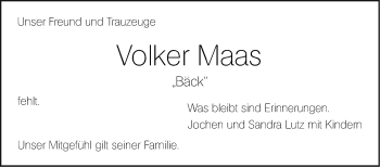 Traueranzeige von Volker Maas von Haller Tagblatt