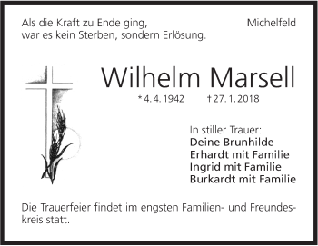 Traueranzeige von Wilhelm Marsell von Haller Tagblatt