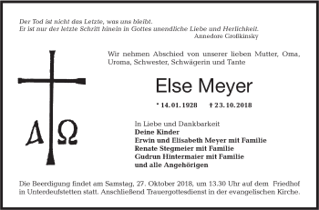 Traueranzeige von Else Meyer von Hohenloher Tagblatt