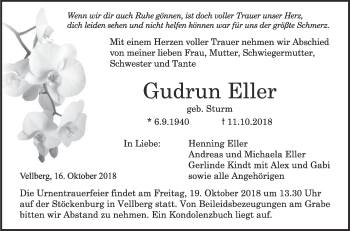 Traueranzeige von Gudrun Eller von Haller Tagblatt