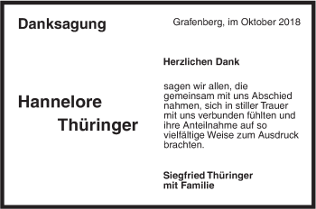 Traueranzeige von Hannelore Thühringer von Metzinger-Uracher Volksblatt