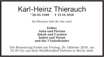 Traueranzeige von Karl-Heinz Thierauch von Hohenloher Tagblatt