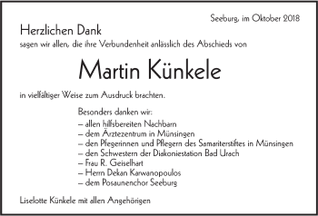 Traueranzeige von Martin Künkele von Alb-Bote/Metzinger-Uracher Volksblatt