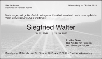 Traueranzeige von Siegfried Walter von Geislinger Zeitung