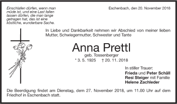 Traueranzeige von Anna Prettl von NWZ Neue Württembergische Zeitung