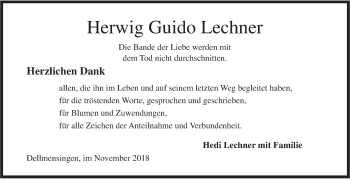 Traueranzeige von Herwig Guido Lechner von SÜDWEST PRESSE Ausgabe Ulm/Neu-Ulm