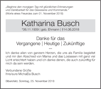 Traueranzeige von Katharina Busch von Haller Tagblatt