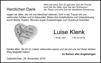 Traueranzeige von Luise Klenk von Haller Tagblatt