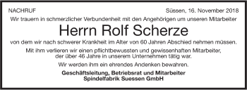 Traueranzeige von Rolf Scherze von NWZ Neue Württembergische Zeitung