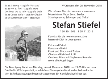 Traueranzeige von Stefan Stiefel von Alb-Bote/Metzinger-Uracher Volksblatt