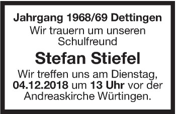 Traueranzeige von Stefan Stiefel von Metzinger-Uracher Volksblatt