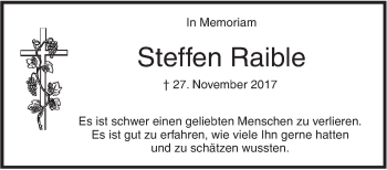 Traueranzeige von Steffen Raible von SÜDWEST PRESSE Ausgabe Ulm/Neu-Ulm