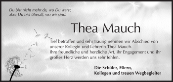 Traueranzeige von Thea Mauch von Metzinger-Uracher Volksblatt