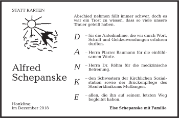 Traueranzeige von Alfred Schepanske von Rundschau Gaildorf