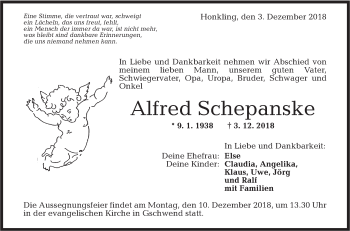 Traueranzeige von Alfred Schepanske von Rundschau Gaildorf