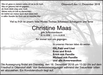 Traueranzeige von Christine Maas von Rundschau Gaildorf