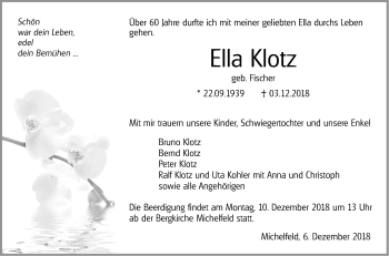 Traueranzeige von Ella Klotz von Haller Tagblatt