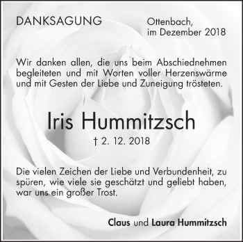 Traueranzeige von Iris Hummitzsch von NWZ Neue Württembergische Zeitung/Geislinger Zeitung