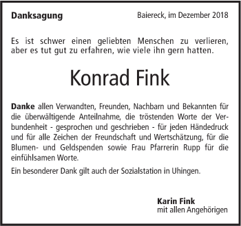 Traueranzeige von Konrad Fink von NWZ Neue Württembergische Zeitung