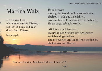 Traueranzeige von Martina Walz von NWZ Neue Württembergische Zeitung/Geislinger Zeitung