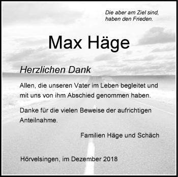 Traueranzeige von Max Häge von SÜDWEST PRESSE Ausgabe Ulm/Neu-Ulm